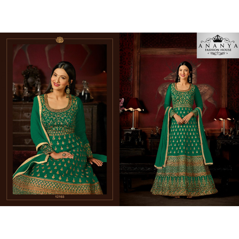 Charming Dark Green Malburry Silk Salwar kameez