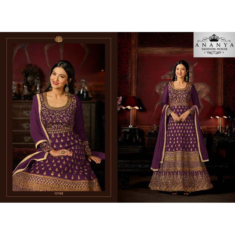 Gorgeous Purple Malburry Silk Salwar kameez