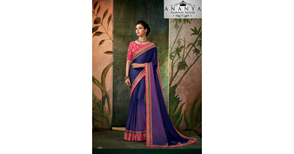 Teal Blue & Pink Embellished Saree Set Design by Shreya Agarwal at Pernia's  Pop Up Shop 2024