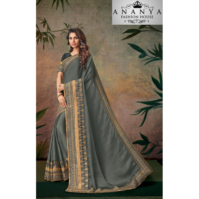 Melodic Grey Georgette Saree with Grey Blouse