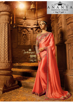 Charming Pink Georgette Saree with Brown Blouse