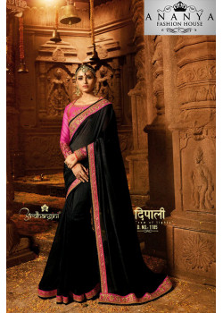 Classic Black Georgette Saree with Pink Blouse