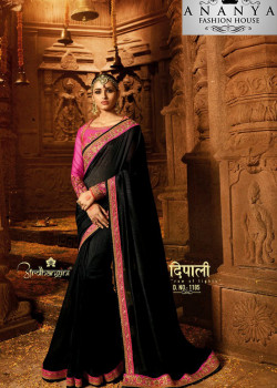 Classic Black Georgette Saree with Pink Blouse
