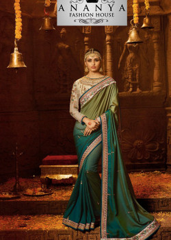 Melodic Multicolor Georgette Saree with Brown Blouse