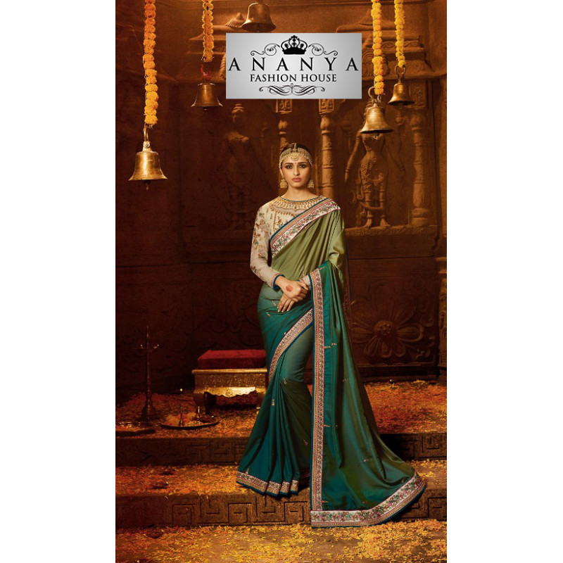 Melodic Multicolor Georgette Saree with Brown Blouse