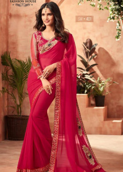 Dazzling Pink Star Georgette Saree with Pink Blouse