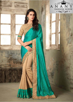 Adorable Blue  Victira Silk Saree with Brown Blouse