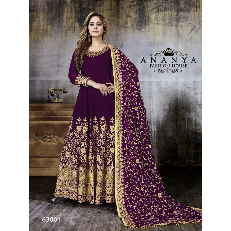 Gorgeous Purple Faux Georgette Salwar kameez