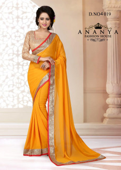 Divine Green Georgette Saree with Gold Blouse