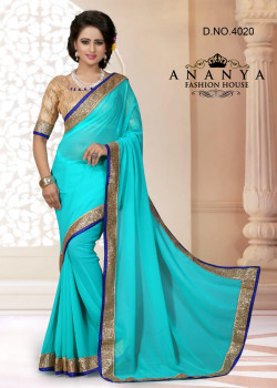 Gorgeous Pink Georgette Saree with Gold Blouse