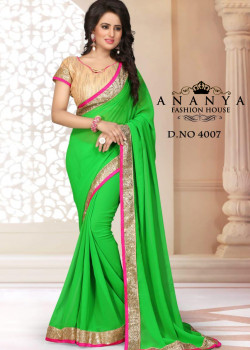 Incredible Yellow Georgette Saree with Gold Blouse