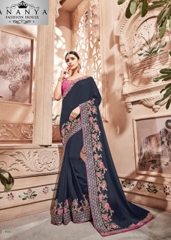 Divine Blue Georgette Saree with Pink Blouse