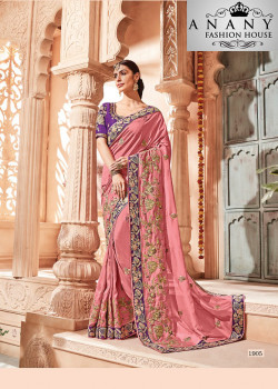Exotic Pink Georgette Saree with Purple Blouse