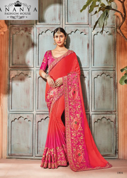 Gorgeous Red Georgette Saree with Pink Blouse