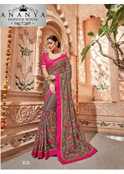 Incredible Grey Georgette Saree with Pink Blouse