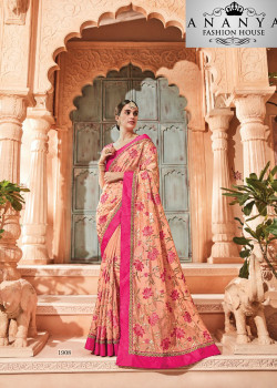 Plushy Orange Georgette Saree with Pink Blouse
