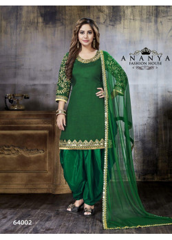 Flamboyant Green Art Silk Salwar kameez