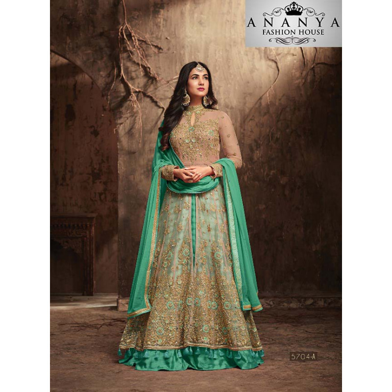 Gorgeous Green Banarasi Silk Salwar kameez