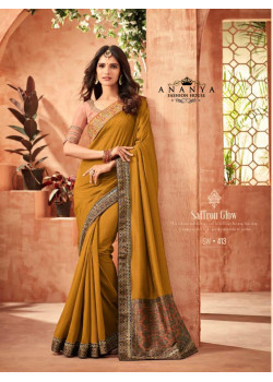 Divine Yellow Nyraa Silk Saree with Pink Blouse