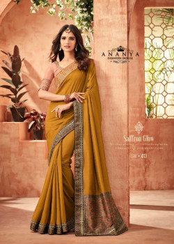 Divine Yellow Nyraa Silk Saree with Pink Blouse