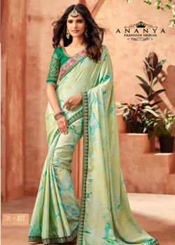 Incredible Green Monarch Silk Saree with Green Blouse