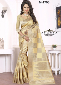Gorgeous Gold Georgette Saree with Gold Blouse