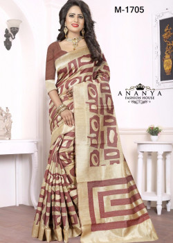 Magnificient Maroon-Gold Georgette Saree with Maroon Blouse