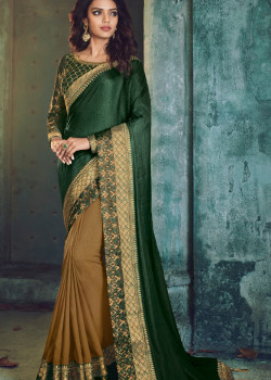 Classic Yellow Georgette Saree with Green Blouse