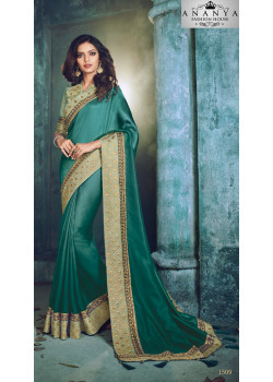 Divine Blue Georgette Saree with Green Blouse