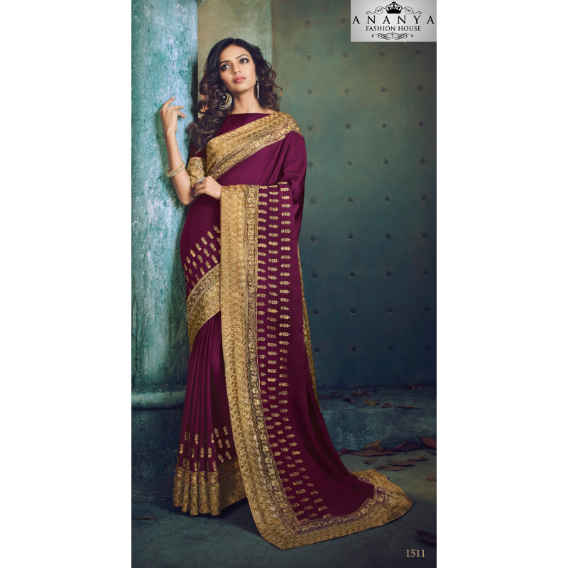 Exotic Purple Georgette Saree with Purple Blouse