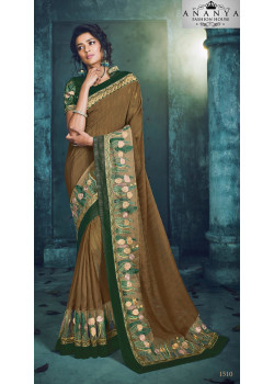 Gorgeous Yellow Georgette Saree with Green Blouse