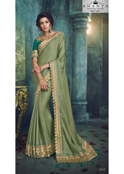 Magnificient Green Georgette Saree with Green Blouse