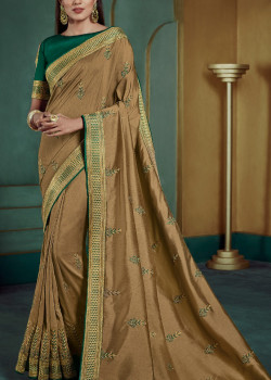 Adorable Yellow Georgette Saree with Green Blouse