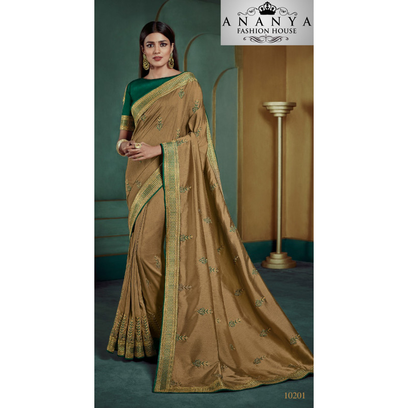 Adorable Yellow Georgette Saree with Green Blouse