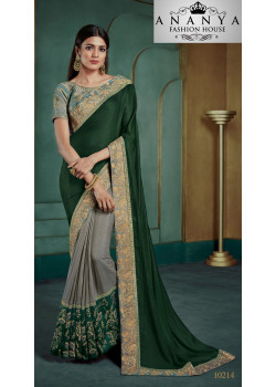 Enigmatic Grey Georgette Saree with Blue Blouse