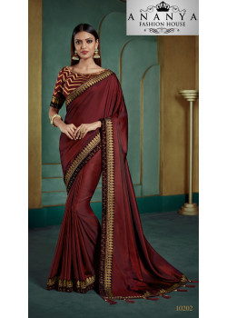 Flamboyant Maroon Georgette Saree with Maroon Blouse