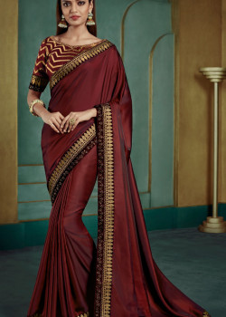 Flamboyant Maroon Georgette Saree with Maroon Blouse