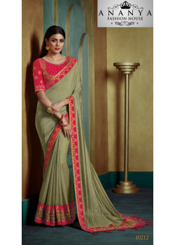 Incredible Light Green Georgette Saree with Pink Blouse