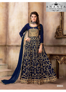 Enigmatic Blue Art Silk Salwar kameez