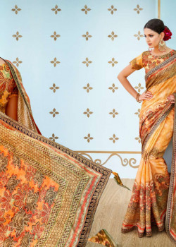 Trendy Yellow Banarasi Silk Saree with Yellow Blouse