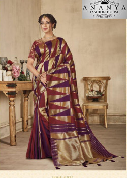 Charming Multicolor Banarasi Silk Saree with Multicolor Blouse