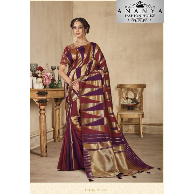 Charming Multicolor Banarasi Silk Saree with Multicolor Blouse
