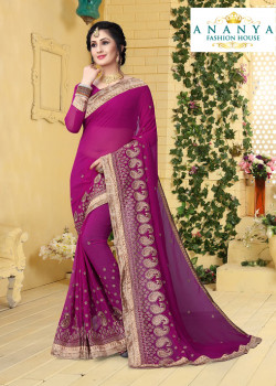 Dazzling Purple Georgette Saree with Purple Blouse