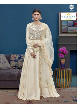 Trendy White Silk Salwar kameez