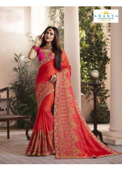Incredible Red Silk Saree with Pink Blouse