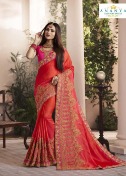 Incredible Red Silk Saree with Pink Blouse