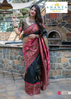 Classic Multicolor Silk Saree with Copper Blouse