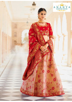 Incredible Pink color Banarasi Tissue Designer Lehenga