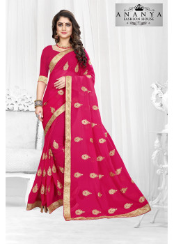 Charming Magenta Georgette Saree with Magenta Blouse