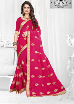 Charming Magenta Georgette Saree with Magenta Blouse